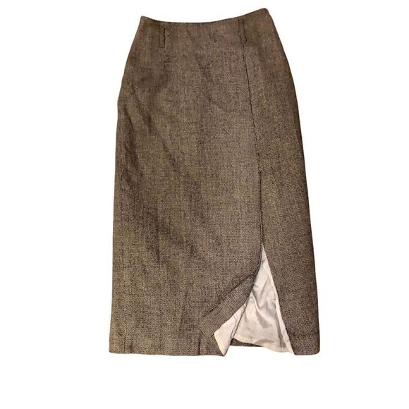 Vintage Dresses & Skirts - Vintage Oraz tweed wool front slit pencil skit with belt loops and hidden back z